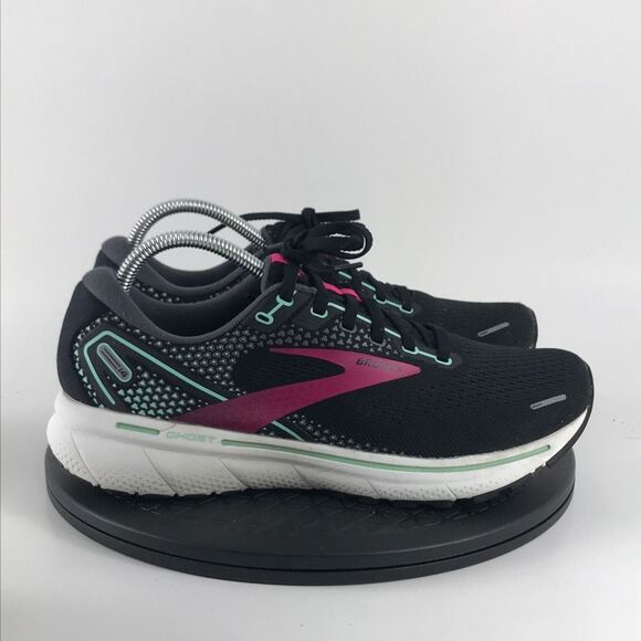 Brooks Ghost 14 Black/Pink Athletic  Running Shoes 1203561B013 Women’s Size 10 - Picture 4 of 12